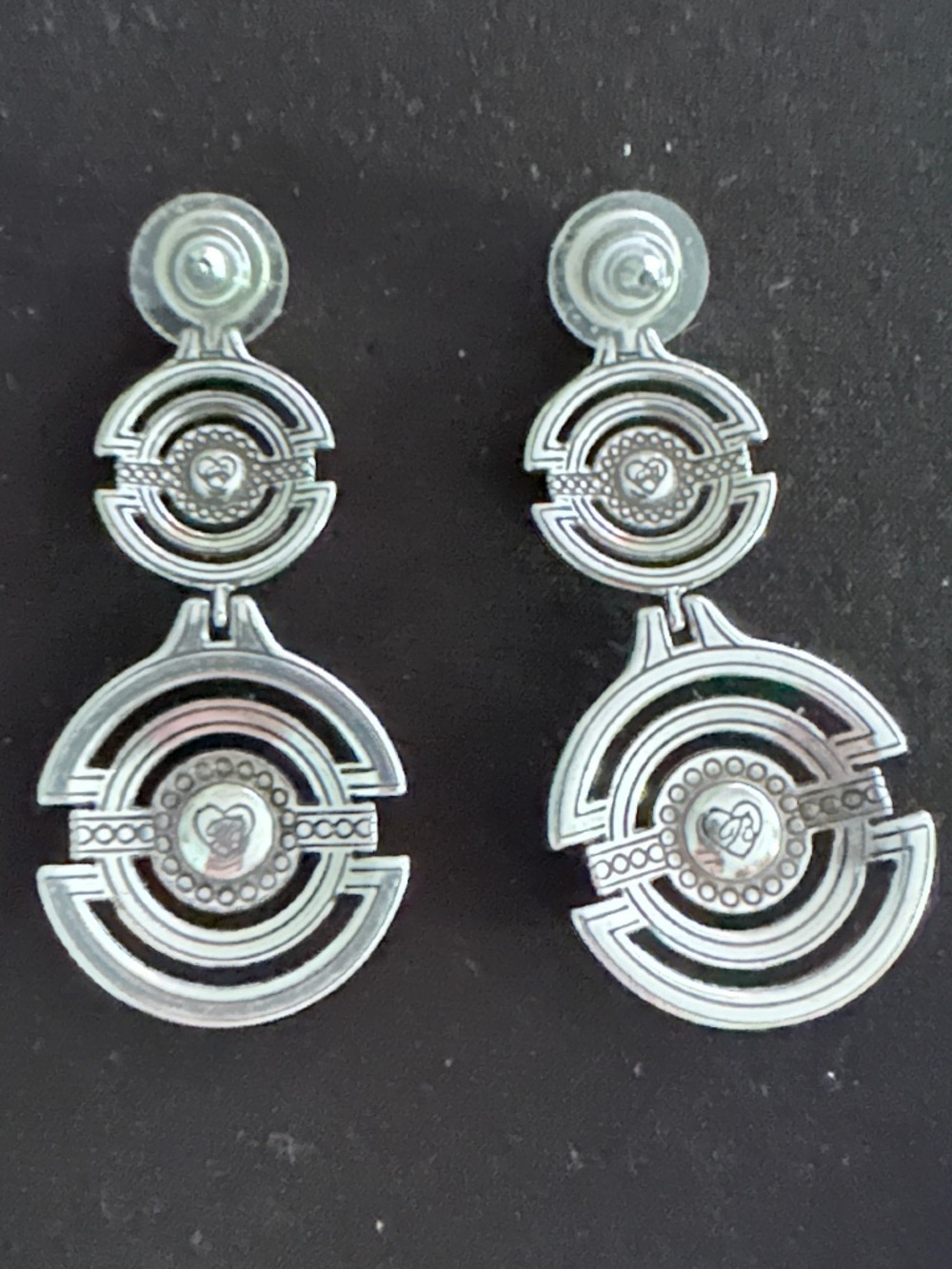 Brighton Double Drop Round Disc Earrings - Picture 2 of 3